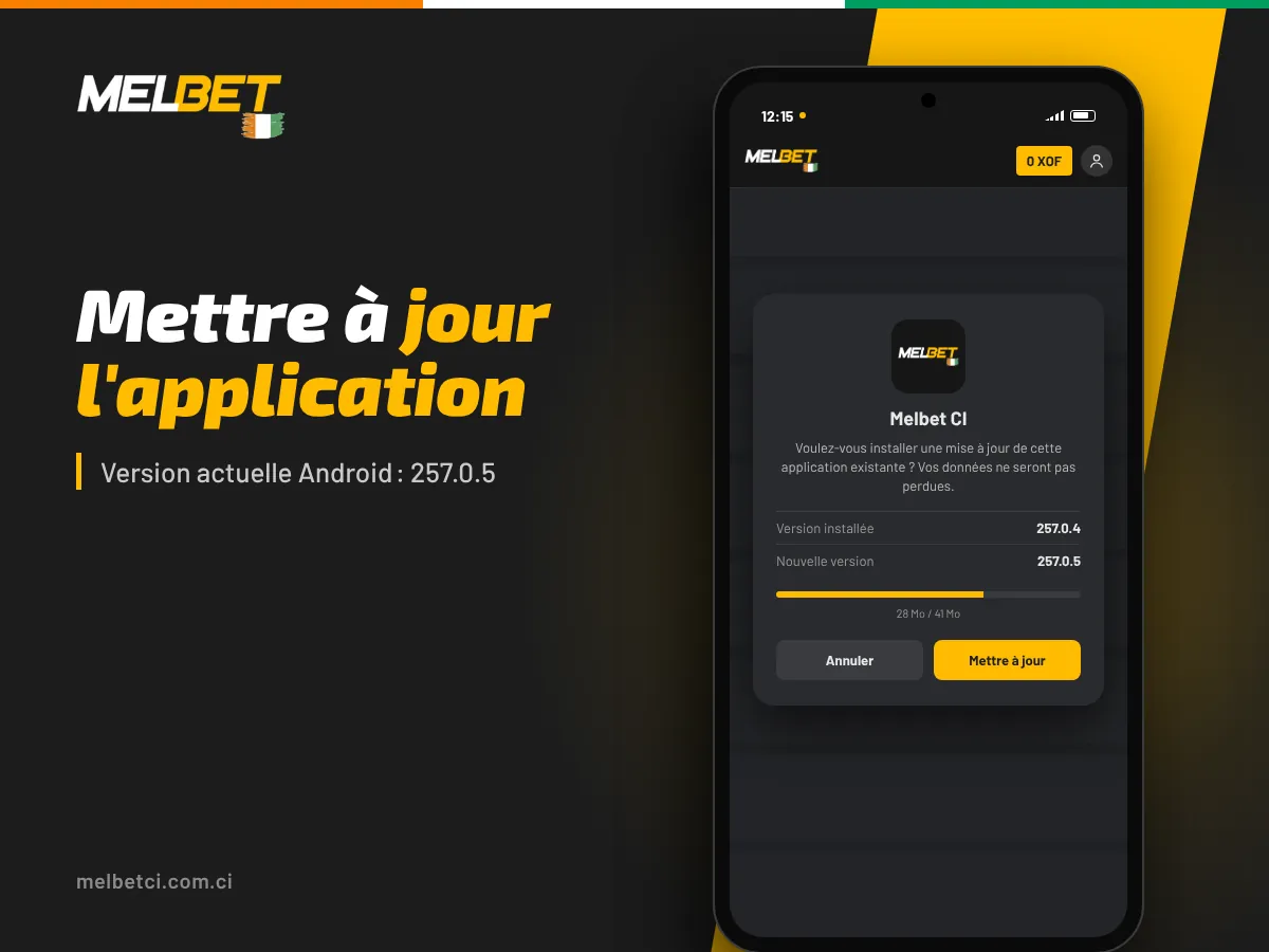 Mise à jour de Melbet APK de la version 257.0.4 vers 257.0.5 sur Android